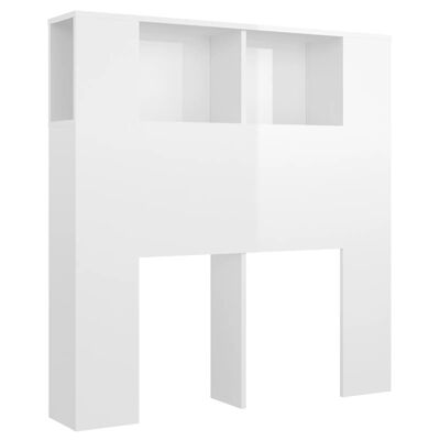 vidaXL Headboard Cabinet High Gloss White 100x18.5x104.5 cm