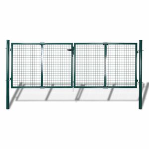 vidaXL Fence Gate Steel 300x125 cm Green