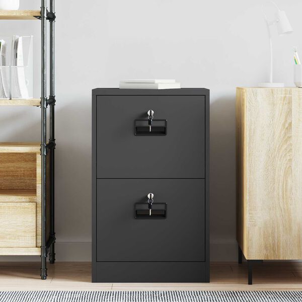 vidaXL File Cabinet Black 45.5 x 42 x 74.5 cm Cold-Rolled Steel