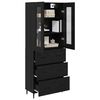 vidaXL Highboard with Drawer 2 pcs Black Oak Engineered Wood and Glass