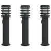 vidaXL Outdoor Floor Lamps with Outlet 3pcs Black 60 cm Stainless Steel