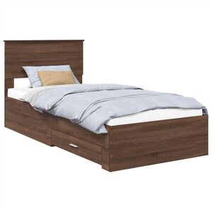 vidaXL Bed Frame Brown Oak and Silver 100 x 200 cm Engineered Wood