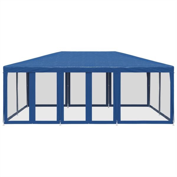 vidaXL Party Tent with 10 Mesh Sidewalls Blue 6x4 m HDPE