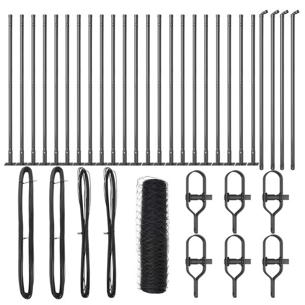 vidaXL Fence Post Grey 50 x 1 m (50 mm mesh) Steel and PVC