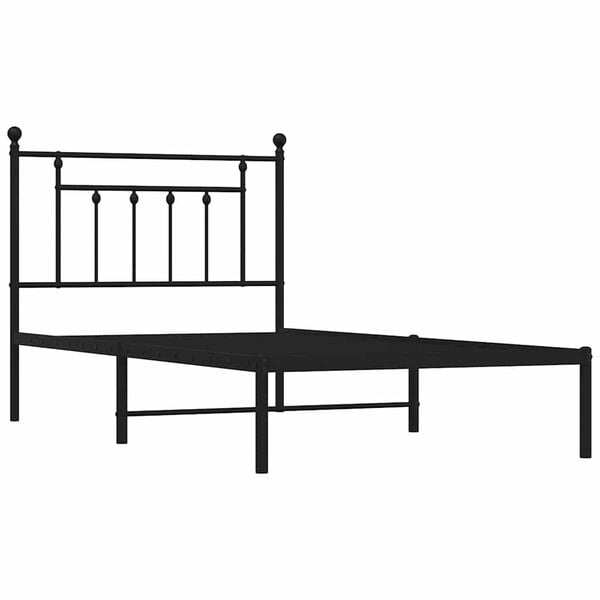 vidaXL Metal Bed Frame without Mattress with Headboard Black 100x190cm