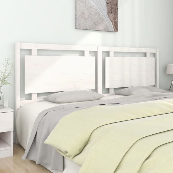 vidaXL Bed Headboard White 205.5x4x100 cm Solid Pine Wood