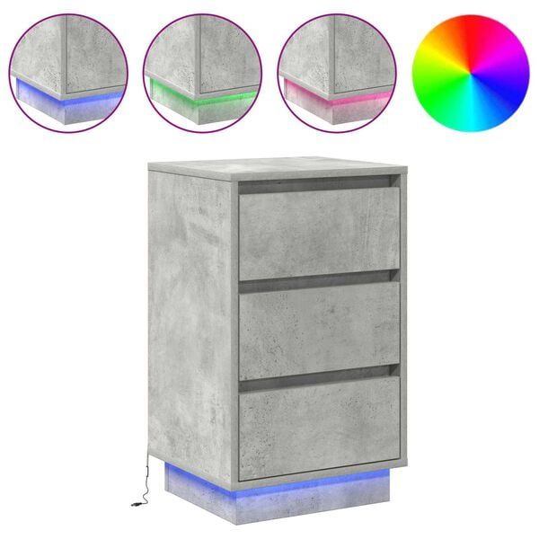 vidaXL Bedside Cabinet Concrete Grey 39 x 34.5 x 65 cm Engineered wood