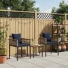 vidaXL Outdoor Furniture Set 3 pcs Grey and Navy Blue PE Rattan