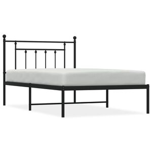 vidaXL Metal Bed Frame without Mattress with Headboard Black 107x203cm