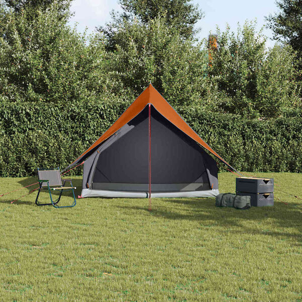 vidaXL Tents with Roof Grey and orange 220 x 233 x 184 cm Polyester