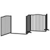 vidaXL Dog Gate with Door Foldable 6 Panels Black 480 cm Poplar Wood