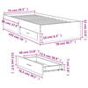 vidaXL Bed Frame with Drawers without Mattress Black 75x190 cm Small Single