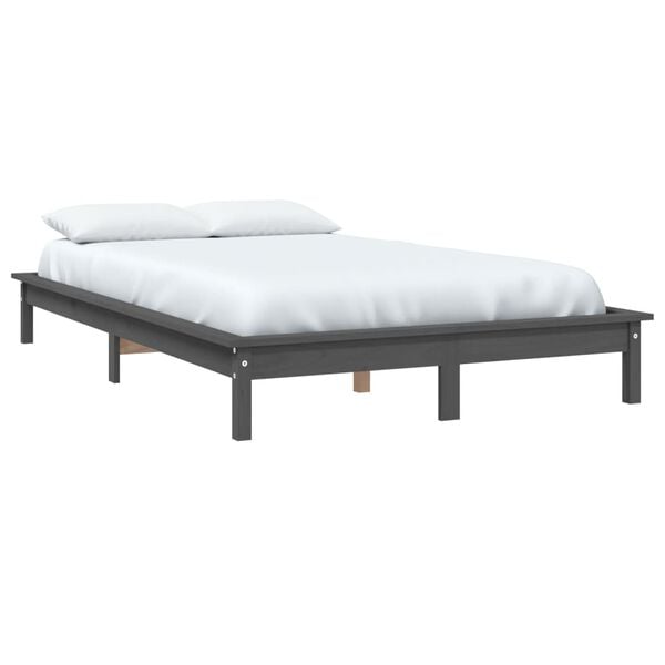vidaXL Bed Frame without Mattress Grey Small Double Solid Wood