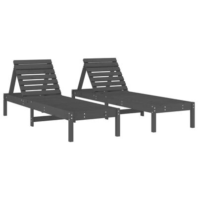vidaXL Sun Loungers 2 pcs with Table Grey Solid Wood Pine