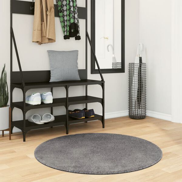 vidaXL Rug HUARTE Short Pile Soft and Washable Anthracite &Oslash; 100 cm