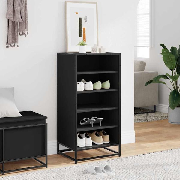 vidaXL Shoe Rack Black 48x38x97.5 cm Engineered Wood