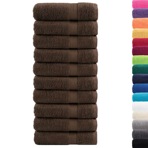 vidaXL Premium Bath Towels "SOLUND" 10 pcs Brown 100x150 cm 600 gsm