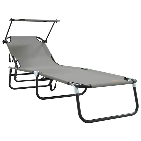 vidaXL Folding Sun Lounger Folding 2 pcs Grey 190 x 57 x 81 cm Oxford