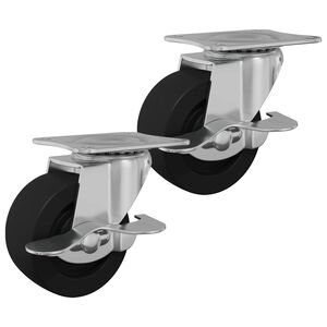 vidaXL Caster 2 pcs Black and silver 50.7 x 50.7 x 24.4 mm