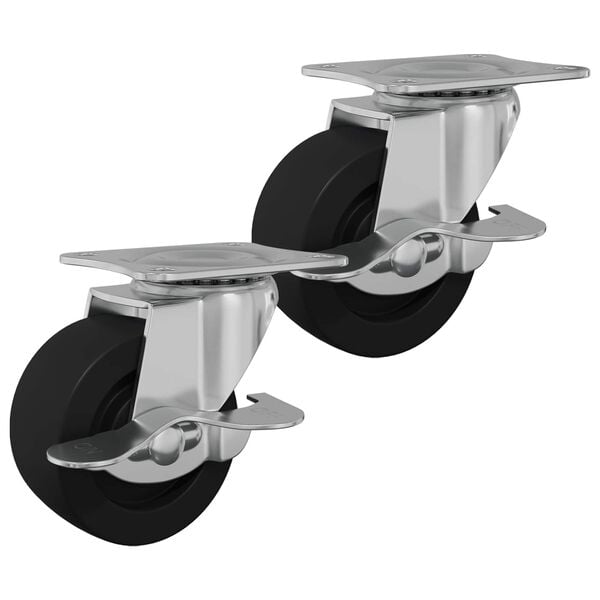 vidaXL Caster 2 pcs Black and silver 63 x 48 x 46 mm Iron and nylon