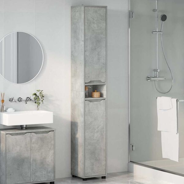 vidaXL Bathroom Cabinet with Shelf Concrete Grey 30.5 x 30 x 195 cm