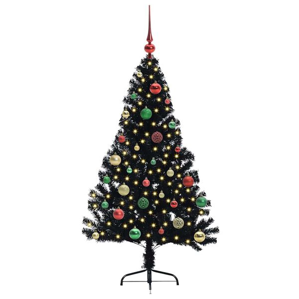 vidaXL Artificial Pre-lit Christmas Tree Black 150 cm PVC