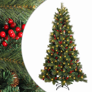 vidaXL Artificial Hinged Christmas Tree 150 cm 150 LEDs Warm White
