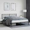 vidaXL Metal Bed Frame without Mattress with Headboard Black 160x200cm