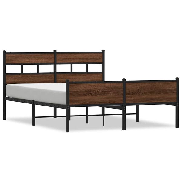 vidaXL Bed Frame without Mattress Brown Oak 140x190 cm Engineered Wood