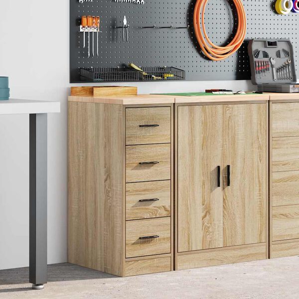 vidaXL Garage Storage Cabinet Sonoma Oak 30x51x85 cm Solid Wood Pine