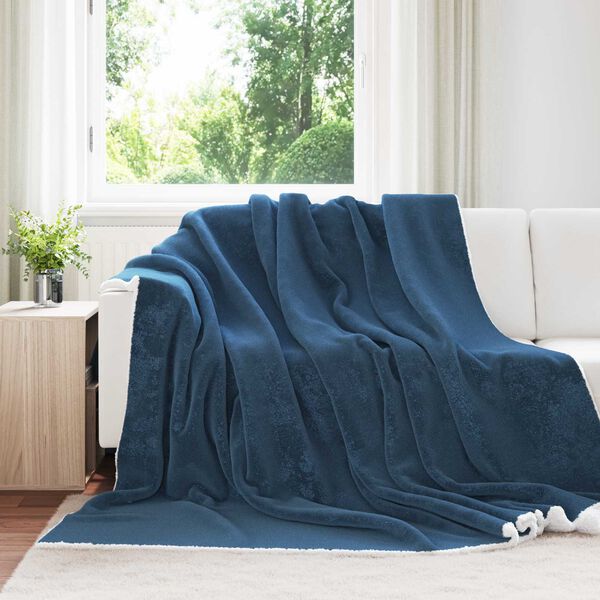 vidaXL Throw Blanket Navy Blue 220 x 240 cm Fleece