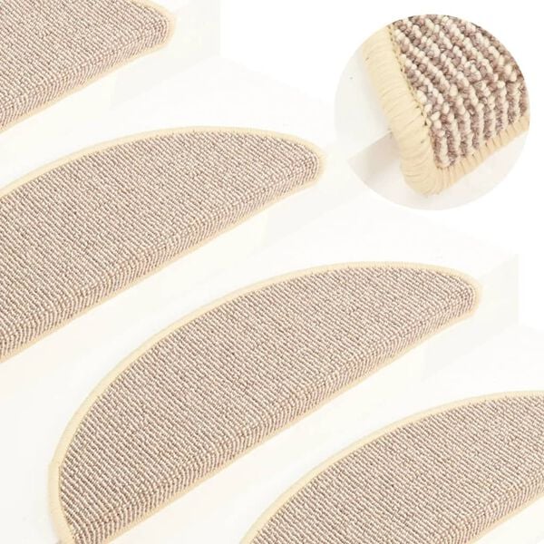 vidaXL Stair Mats 15 pcs 56x17x3 cm White and Brown Half Round