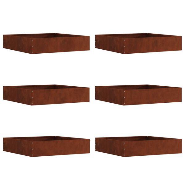 vidaXL Lawn Edging 6 pcs Rusty 60 x 60 x 13 cm Weathering Steel