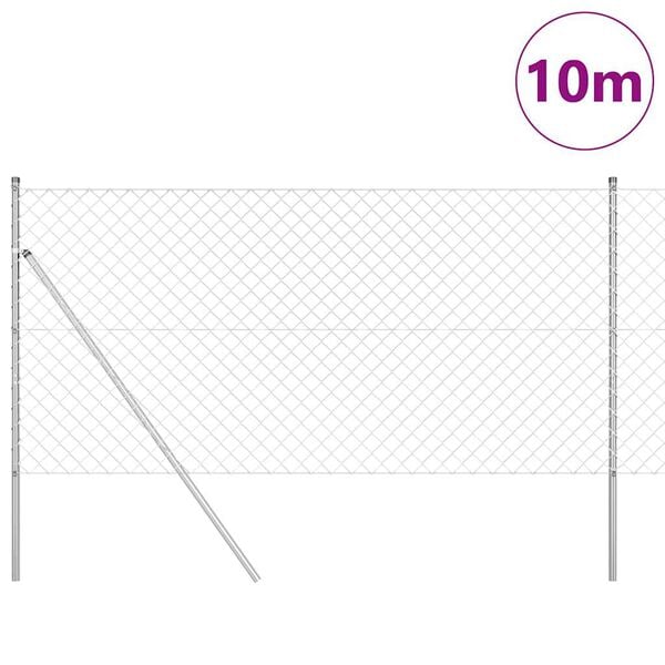 vidaXL Fence Post Silver 10 x 1.2 m (60 x 60 mm mesh) Steel