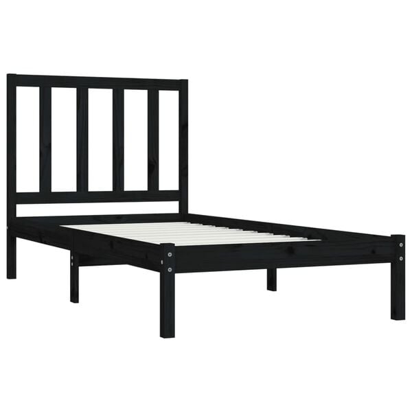 vidaXL Bed Frame without Mattress Black Solid Wood Pine 100x200 cm