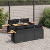 vidaXL 7 Piece Garden Sofa Set with Cushions Black Poly Rattan Acacia