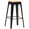 vidaXL Bar Stools 4 pcs Black Solid Mango Wood
