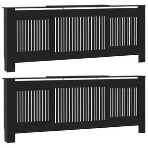 vidaXL Radiator Cover 2 pcs Black 205 x 20.5 x 81.5cm Engineered Wood