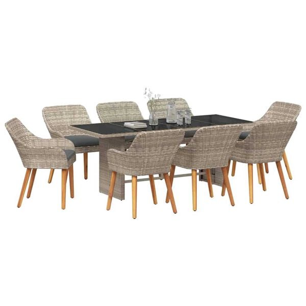 vidaXL Dining Set 9 pcs Light grey