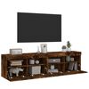 vidaXL TV Wall Cabinets with LED Lights 2 pcs Smoked Oak 80x30x40 cm