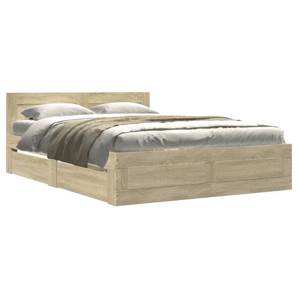 vidaXL Bed Frame with Headboard without Mattress Sonoma Oak 140x200 cm