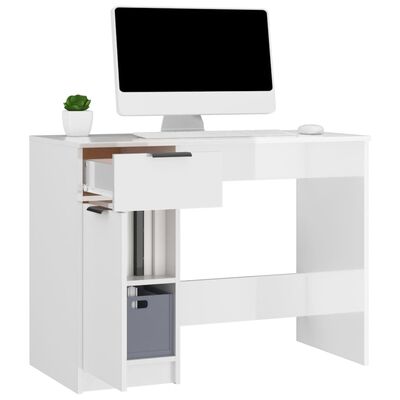 vidaXL Desk High Gloss White 100x50x75 cm Engineered Wood