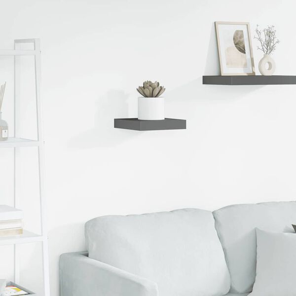 vidaXL Floating Wall Shelf High Gloss Grey 23x23.5x3.8 cm MDF