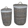 vidaXL Laundry Basket with Lid 2 pcs Kubu Grey