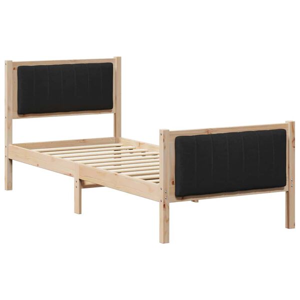 vidaXL Bed frame Brown and black 75 x 190 cm Solid pine wood