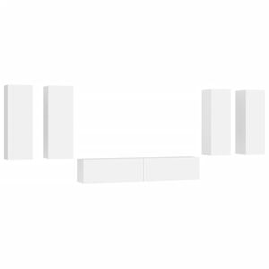 vidaXL 6 Piece TV Cabinet Set White Engineered Wood