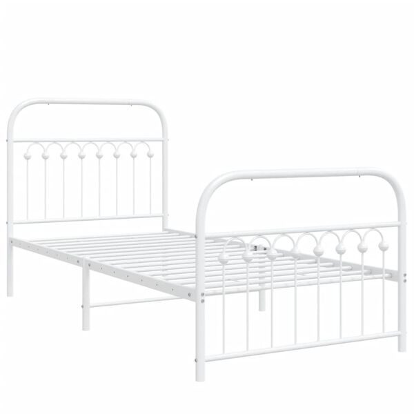 vidaXL Metal Bed Frame without Mattress with Footboard White 90x190cm