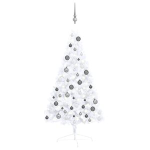 vidaXL Artificial Half Pre-lit Christmas Tree with Ball Set White 120 cm