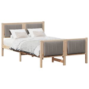 vidaXL Bed frame Brown and taupe 120 x 190 cm Solid pine wood