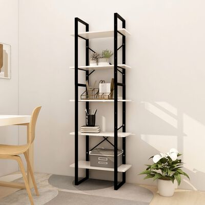 vidaXL 5-Tier Book Cabinet White 60x30x175 cm Pinewood